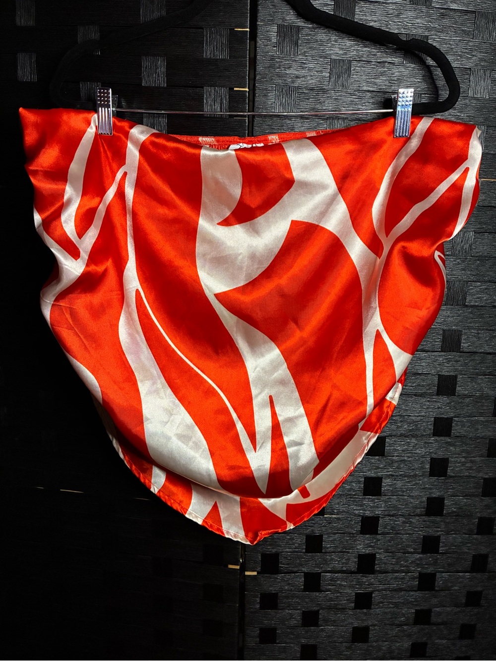 Red & White Satin Zebra Print Women’s Top